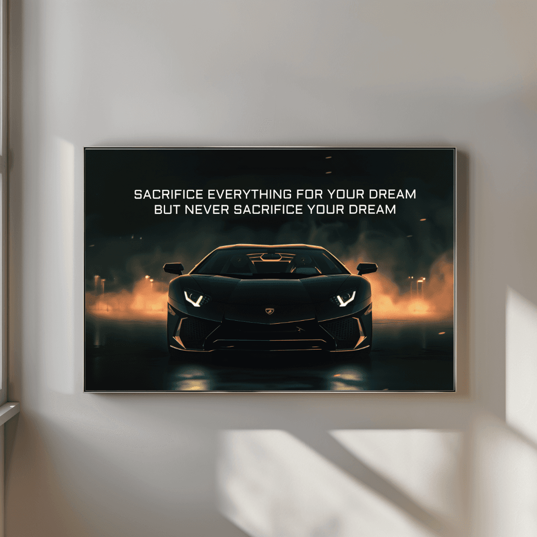 undefined Black Lamborghini – Sacrifice Quote Canvas