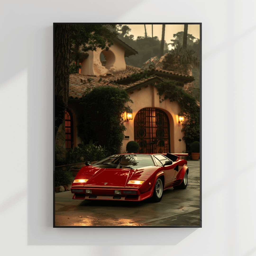 undefined Red Lamborghini Countach – Villa Driveway Canvas