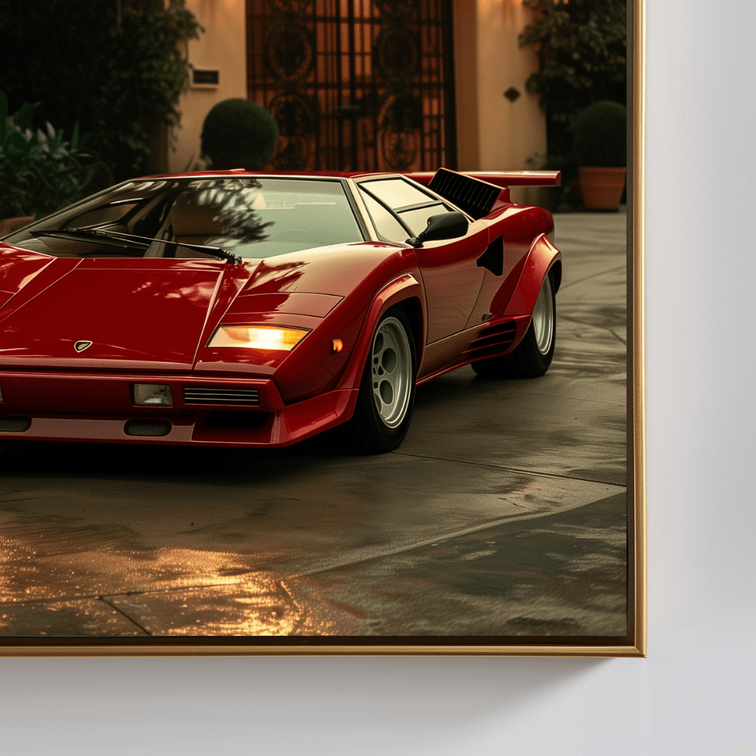 Lamborghini Red Lamborghini Countach – Villa Driveway Canvas
