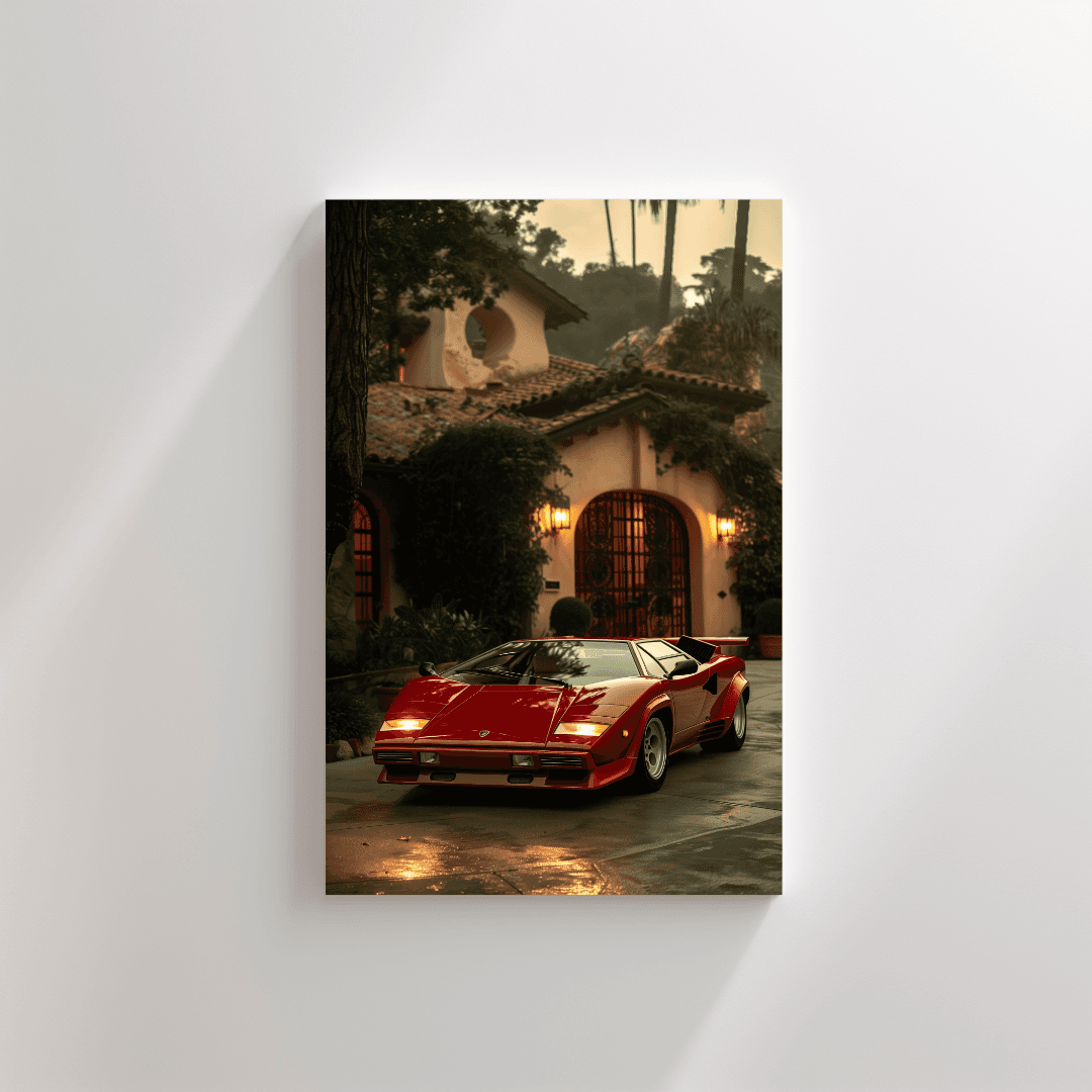 Lamborghini Red Lamborghini Countach – Villa Driveway Canvas