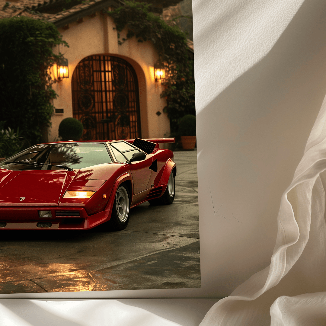 Lamborghini Red Lamborghini Countach – Villa Driveway Canvas