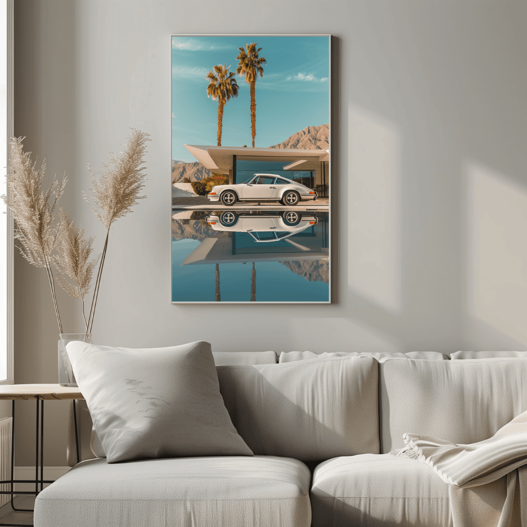 Porsche White Porsche – Modern Villa Poolside Canvas