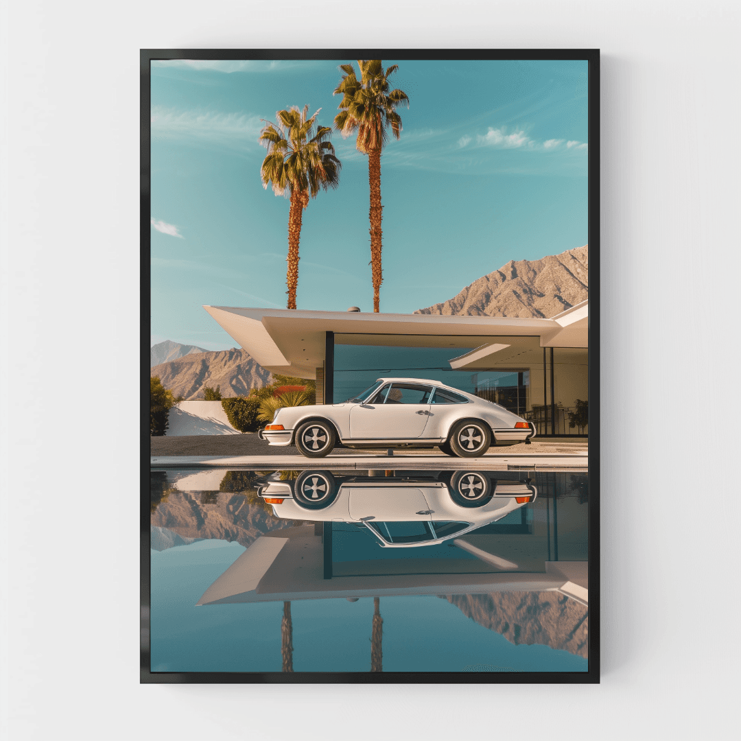 Porsche White Porsche – Modern Villa Poolside Canvas