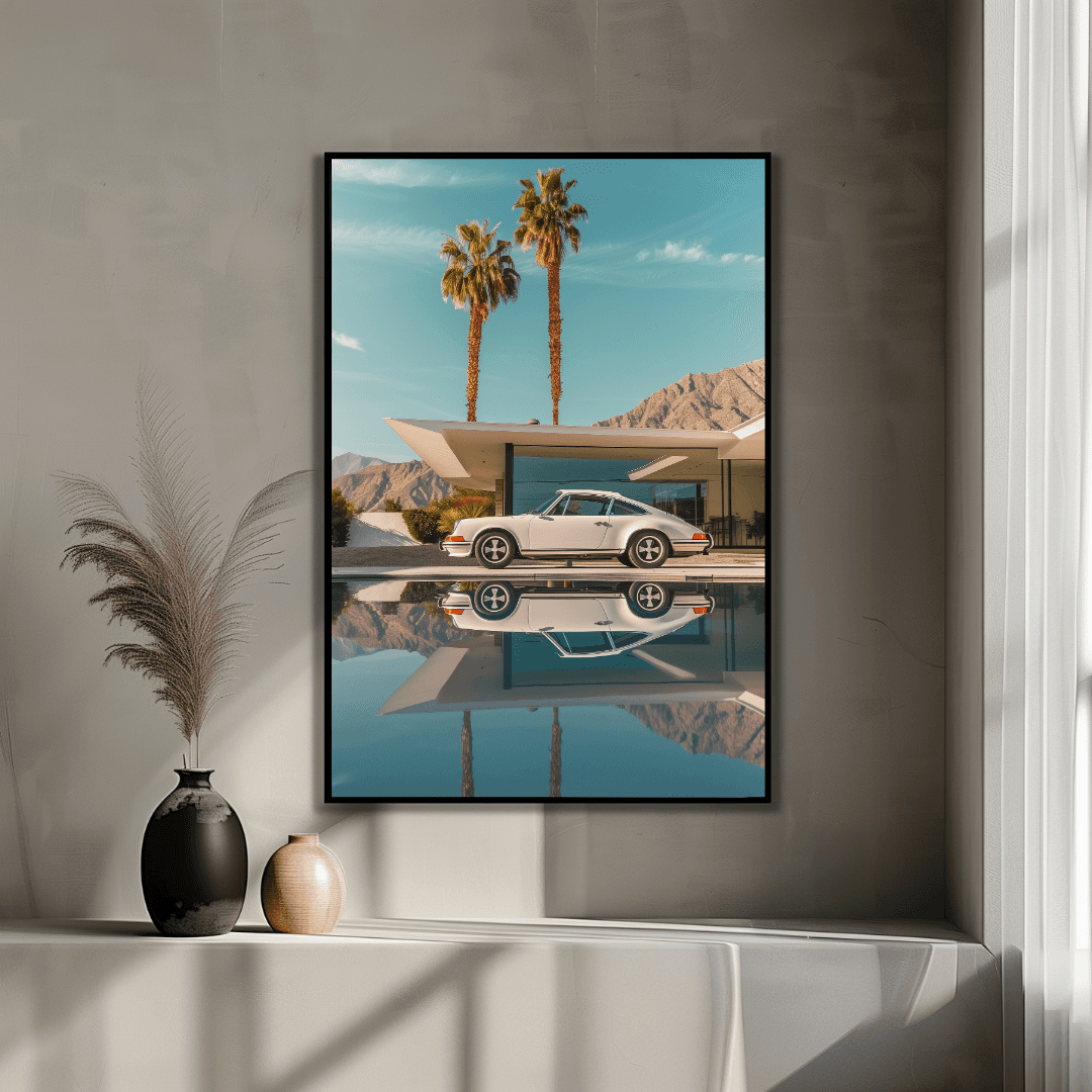 Porsche White Porsche – Modern Villa Poolside Canvas