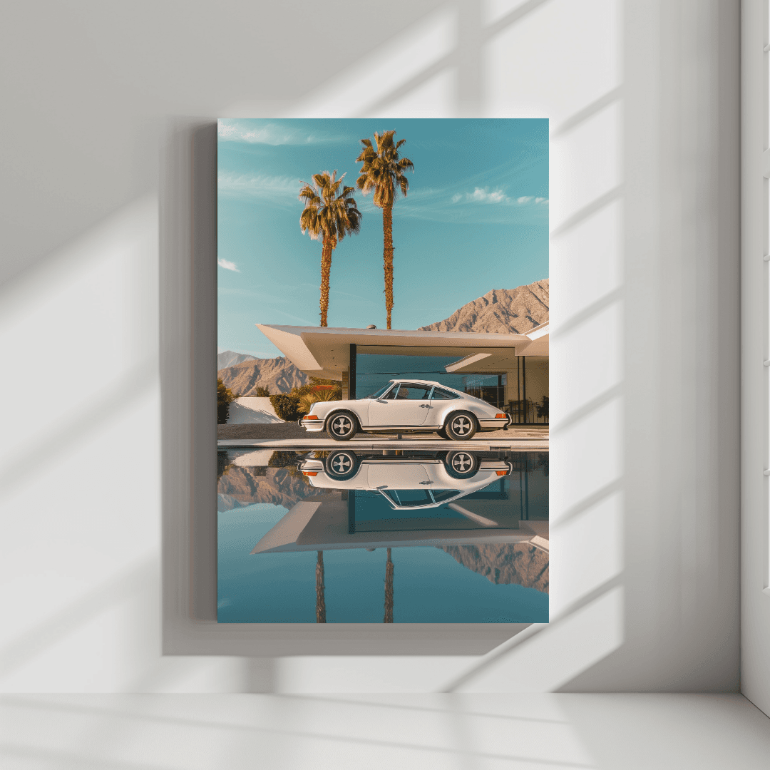 Porsche White Porsche – Modern Villa Poolside Canvas
