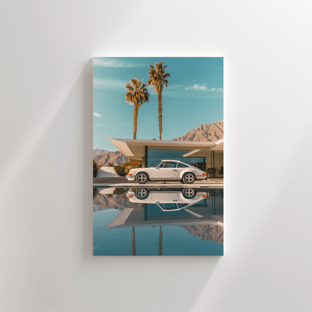 Porsche White Porsche – Modern Villa Poolside Canvas