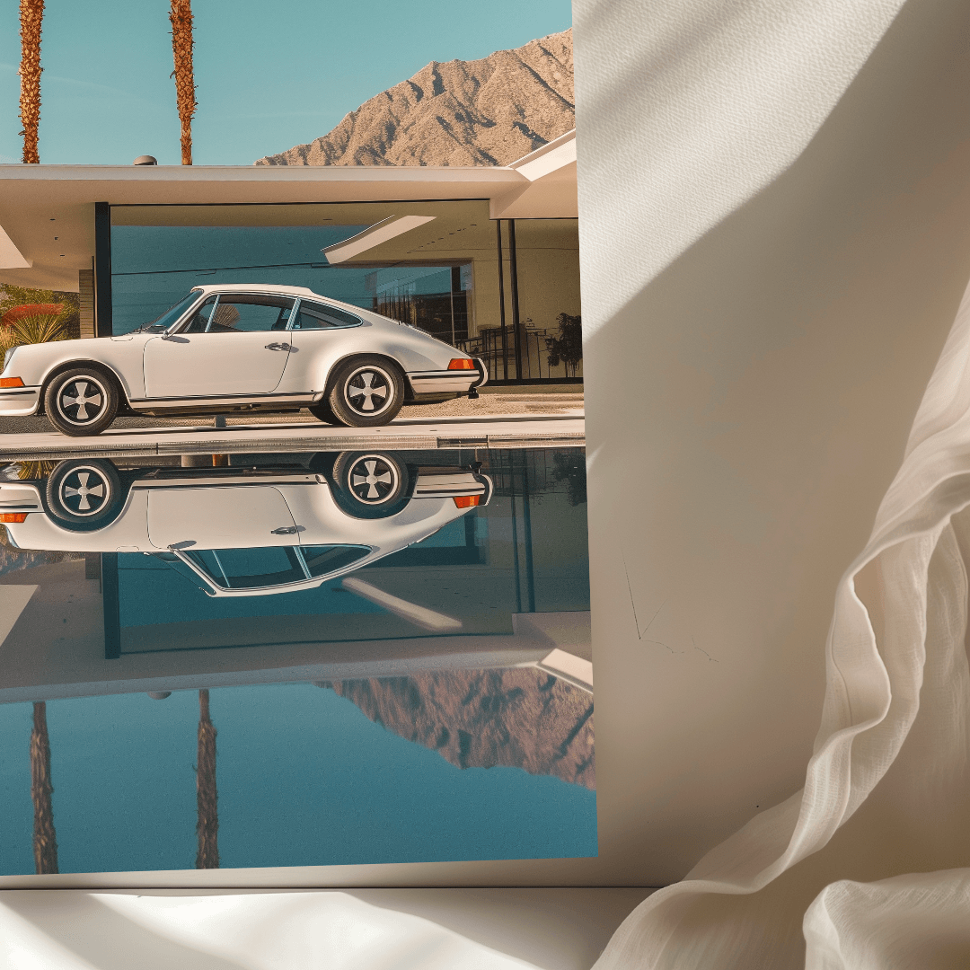 Porsche White Porsche – Modern Villa Poolside Canvas