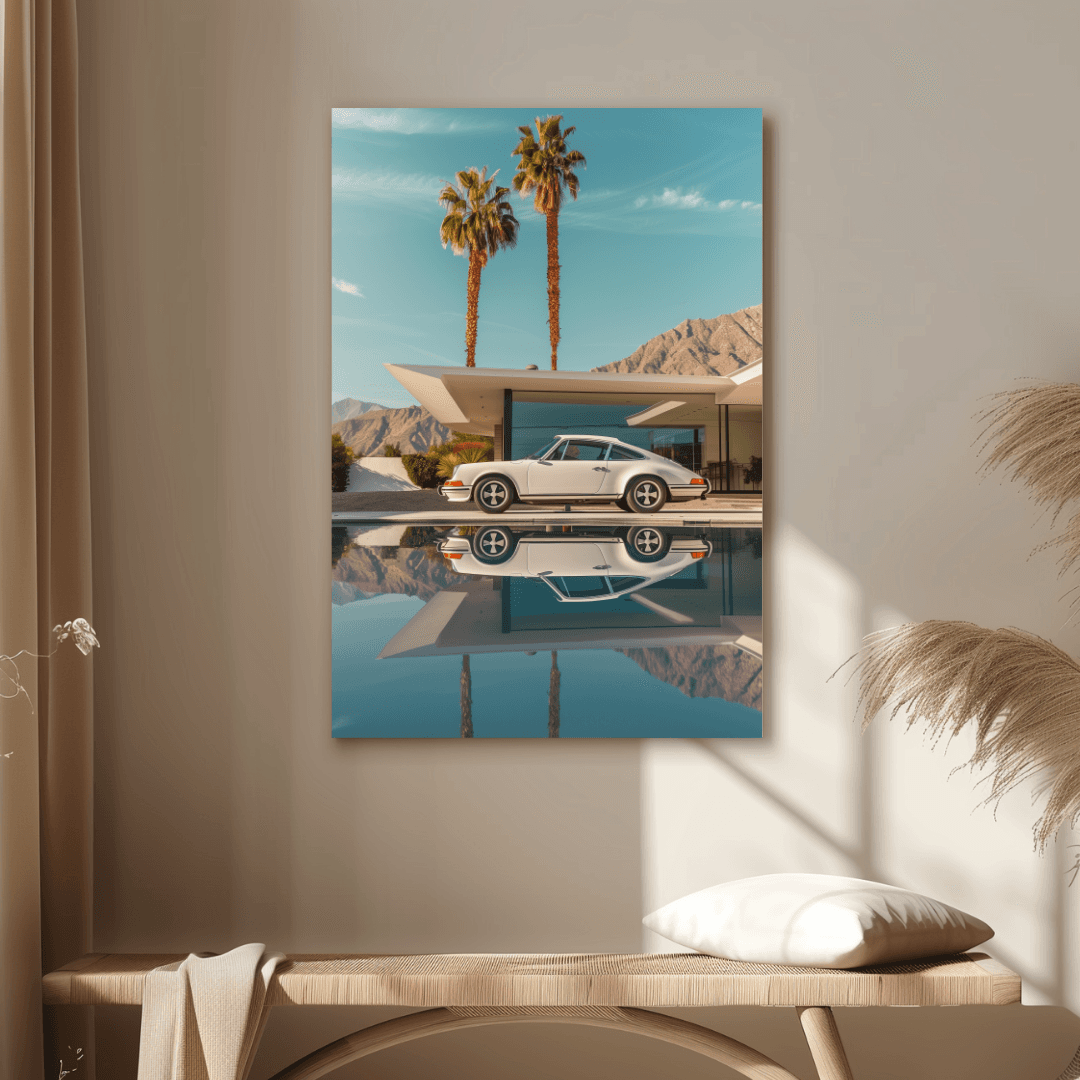Porsche White Porsche – Modern Villa Poolside Canvas