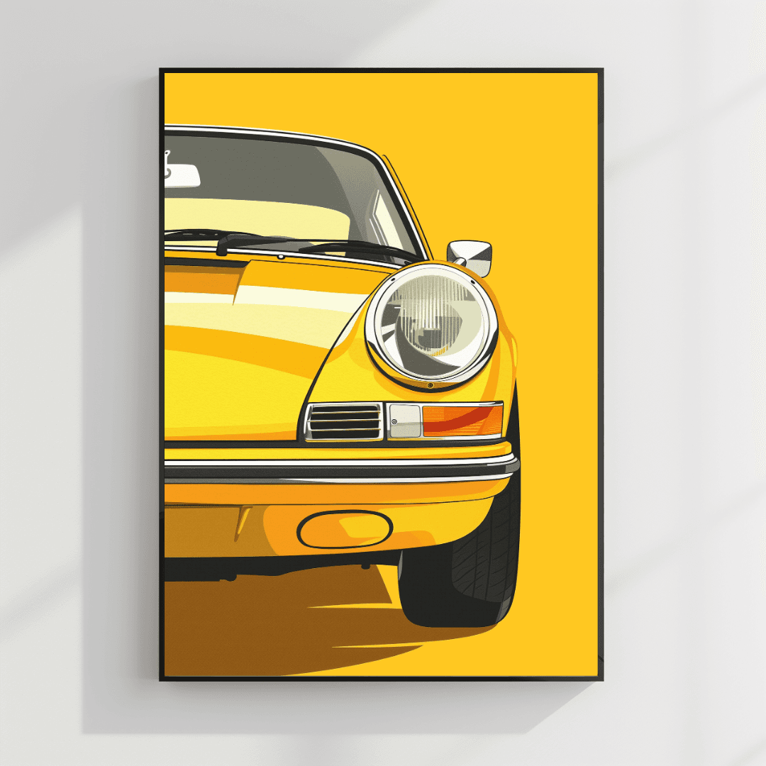 undefined Yellow Porsche – Front Pop Art Canvas