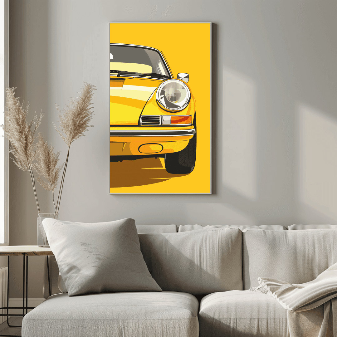 Porsche Yellow Porsche – Front Pop Art Canvas