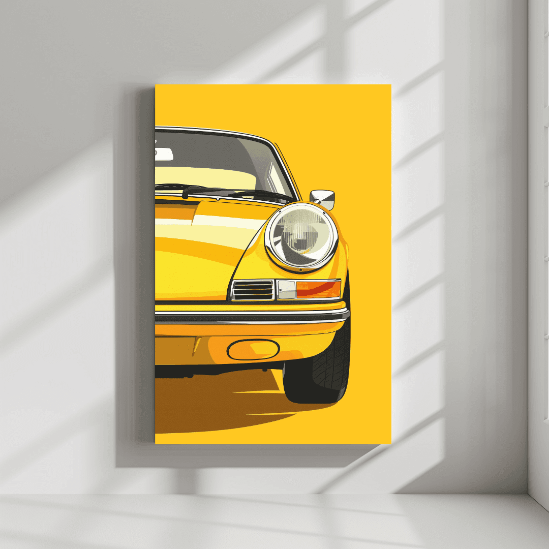 Porsche Yellow Porsche – Front Pop Art Canvas