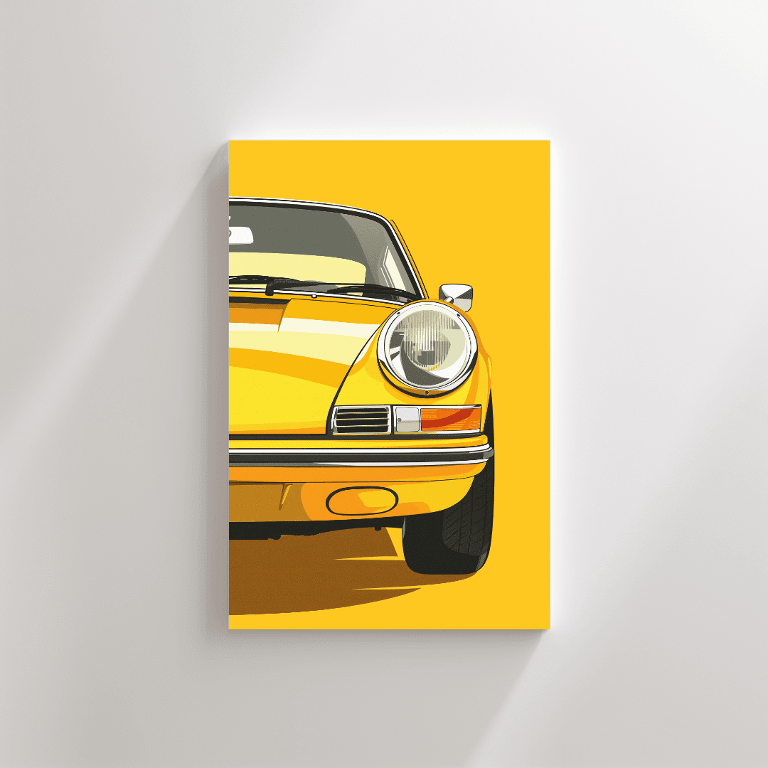 Porsche Yellow Porsche – Front Pop Art Canvas