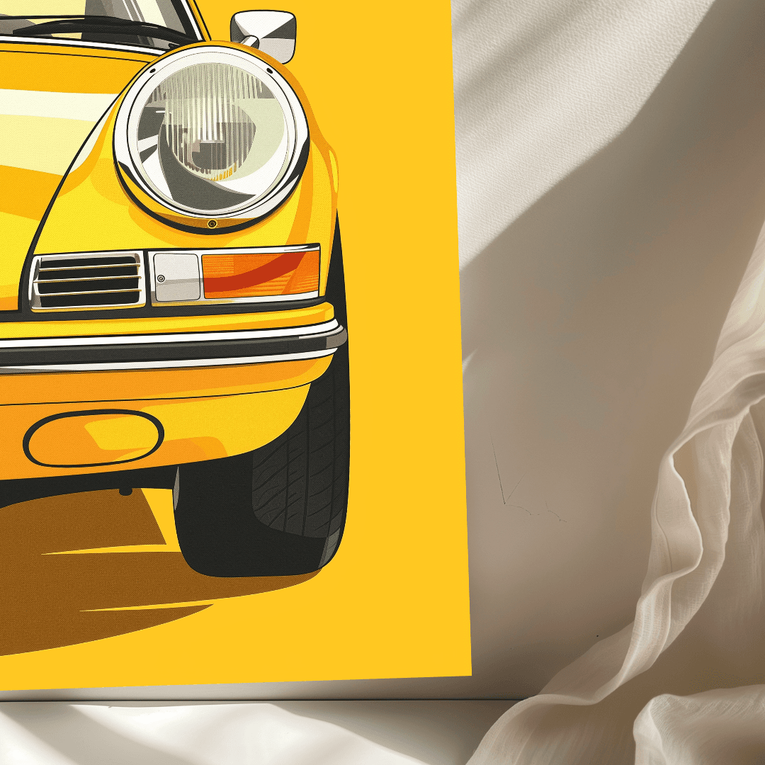Porsche Yellow Porsche – Front Pop Art Canvas