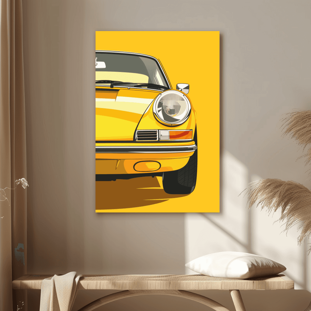 Porsche Yellow Porsche – Front Pop Art Canvas