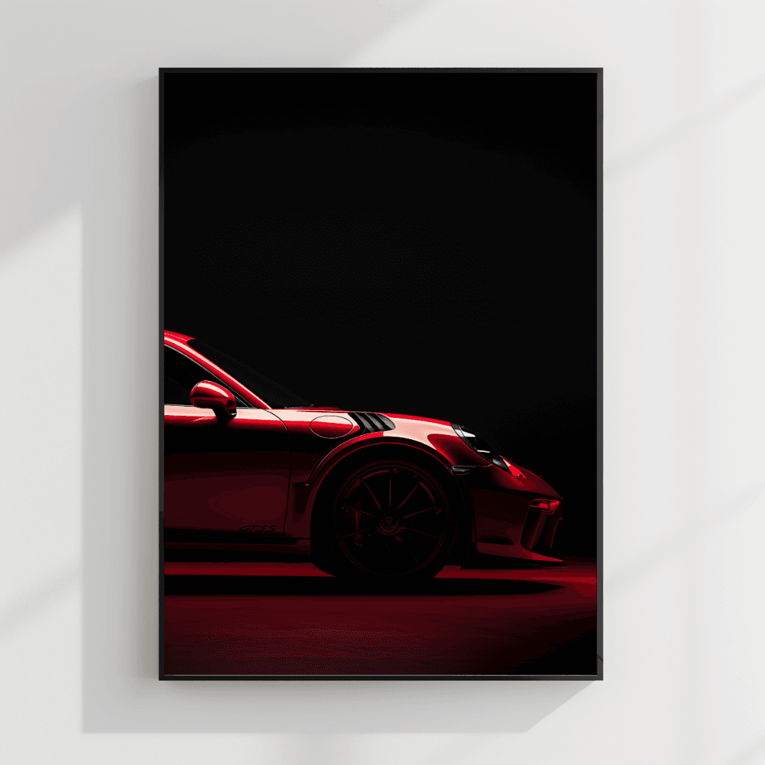 undefined Red Porsche GT3 – Dark Background Canvas