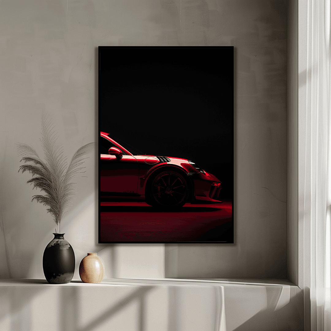 Porsche Red Porsche GT3 – Dark Background Canvas