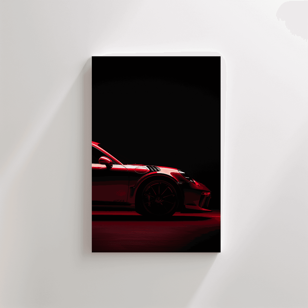 Porsche Red Porsche GT3 – Dark Background Canvas