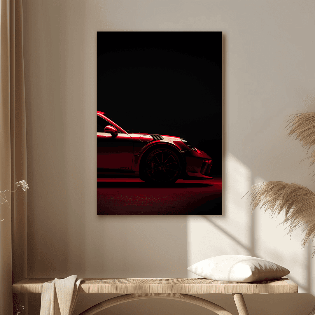 Porsche Red Porsche GT3 – Dark Background Canvas