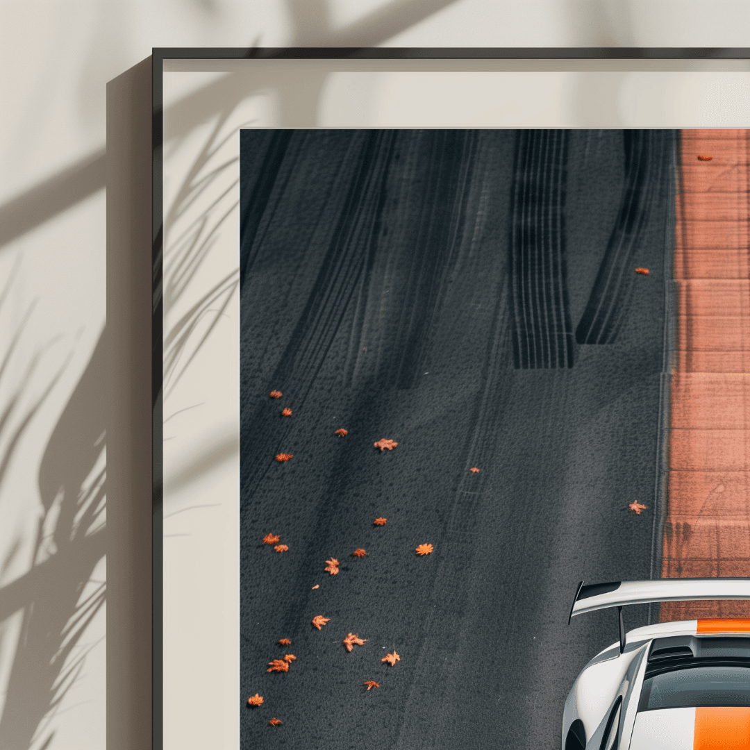 Porsche White Porsche – Track Stripe Top View Canvas