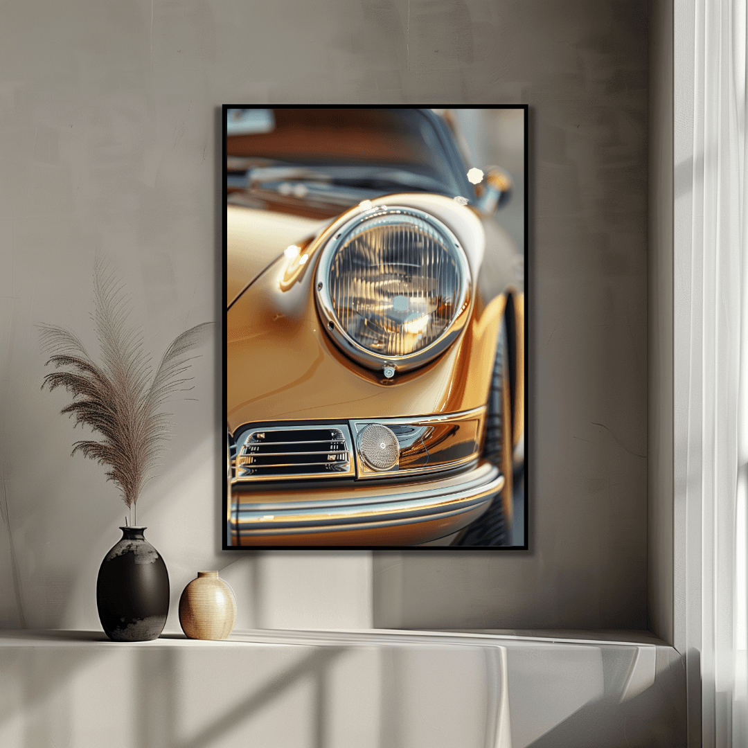 Porsche Gold Porsche – Headlight Detail Canvas