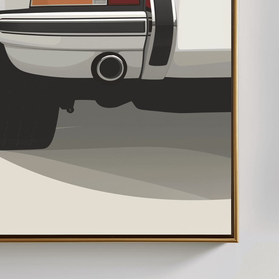 Porsche White Porsche – Rear Minimalist Illustration Canvas