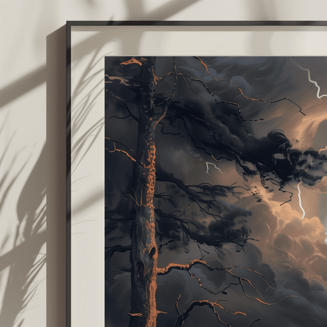 Fox Fox in Thunderstorm – Forest Drama Canvas