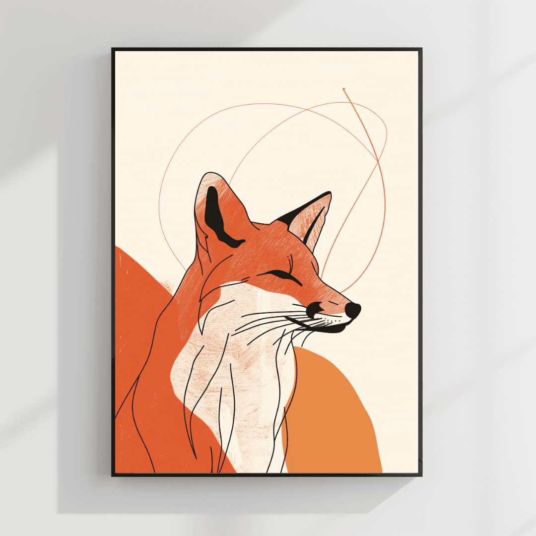 undefined Minimalist Fox – Line Art Canvas