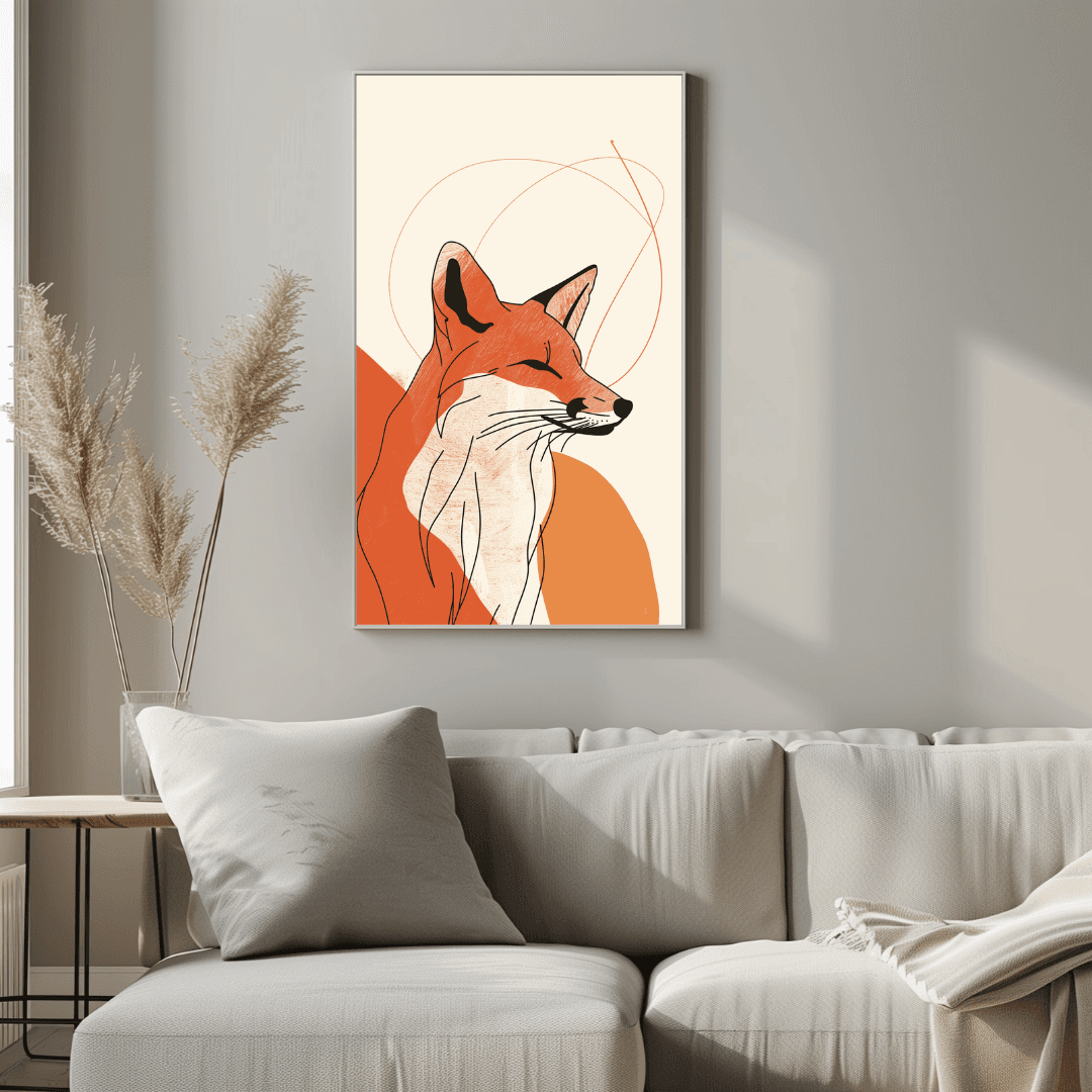 Fox Minimalist Fox – Line Art Canvas