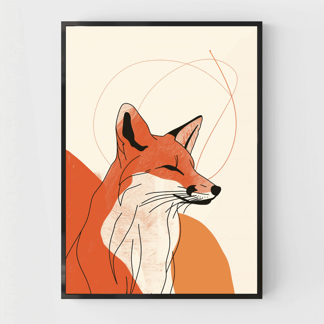 Fox Minimalist Fox – Line Art Canvas
