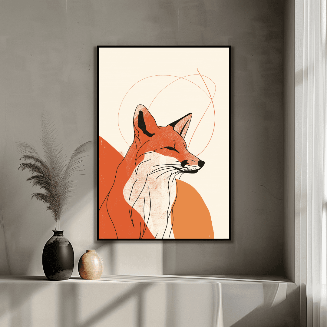 Fox Minimalist Fox – Line Art Canvas