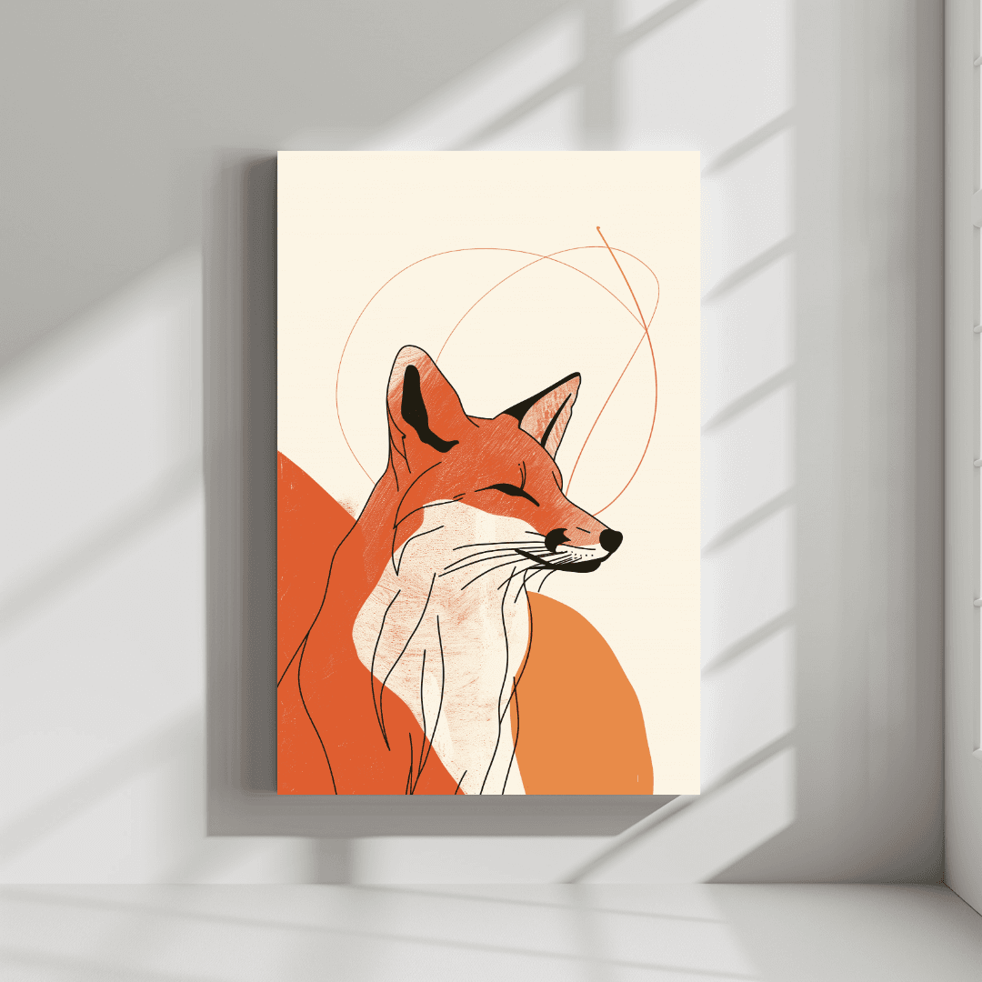 Fox Minimalist Fox – Line Art Canvas