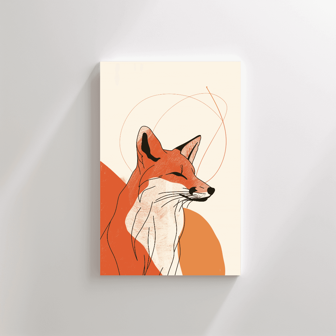 Fox Minimalist Fox – Line Art Canvas