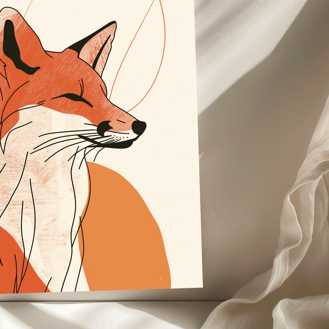 Fox Minimalist Fox – Line Art Canvas