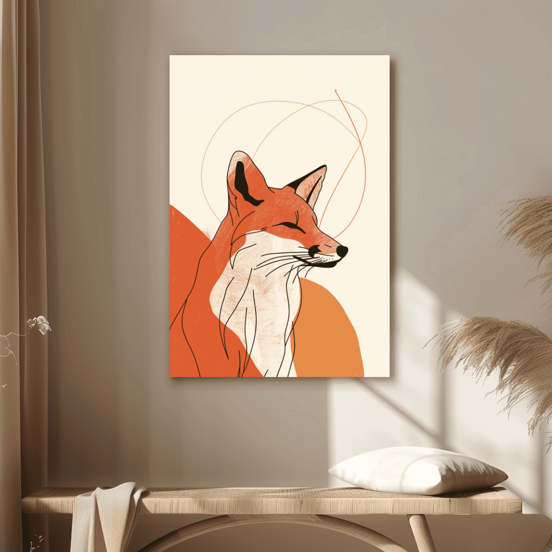 Fox Minimalist Fox – Line Art Canvas