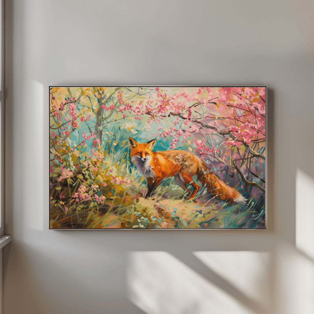 undefined Fox in Spring Blossom – Painting Canvas