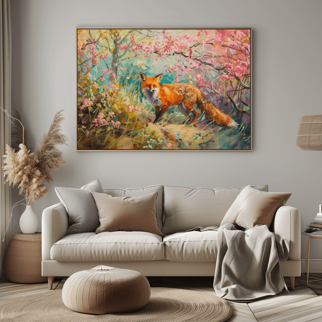 Fox Fox in Spring Blossom – Painting Canvas