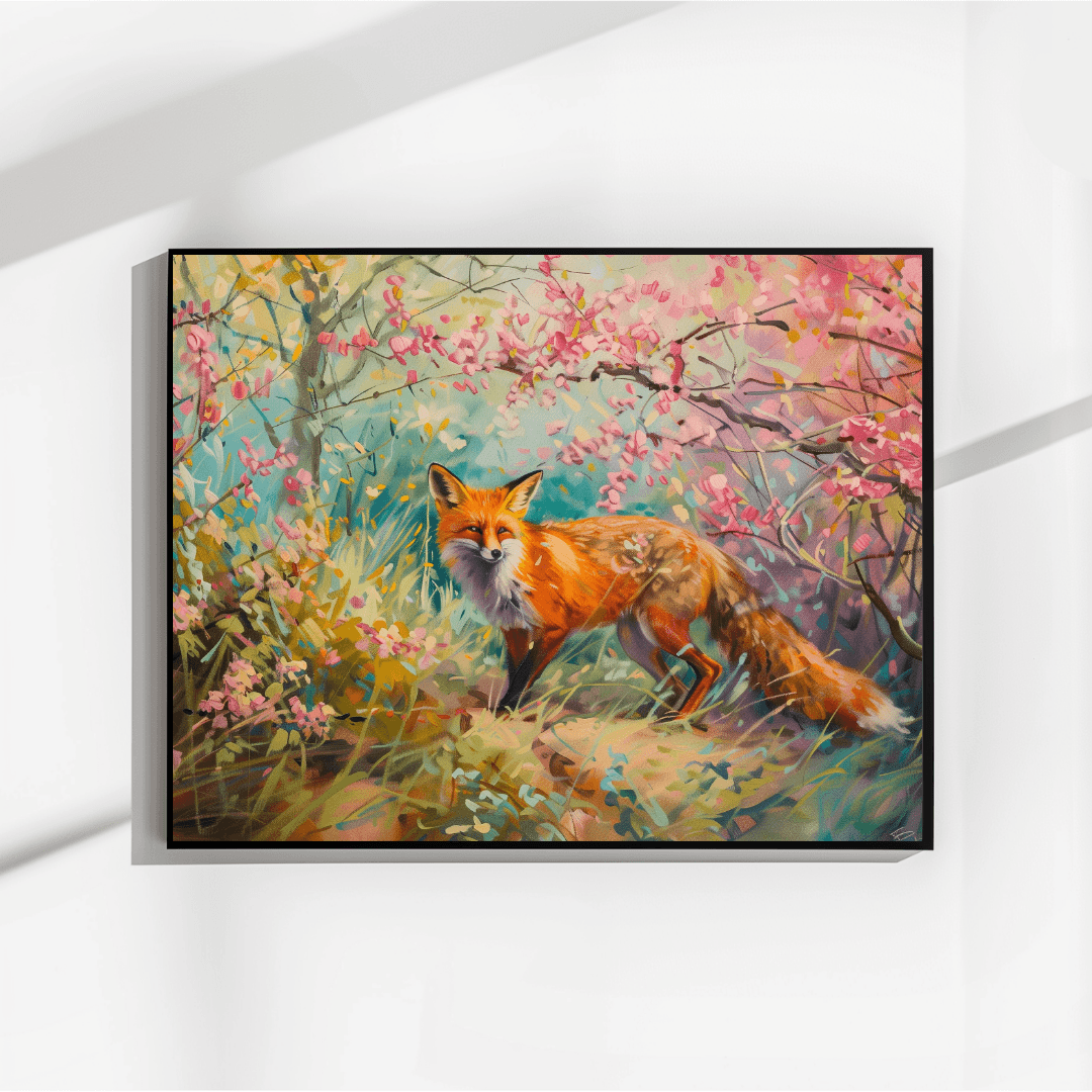 Fox Fox in Spring Blossom – Painting Canvas