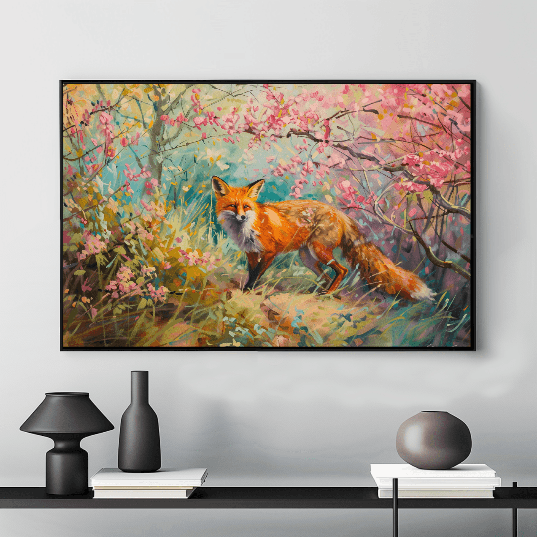 Fox Fox in Spring Blossom – Painting Canvas
