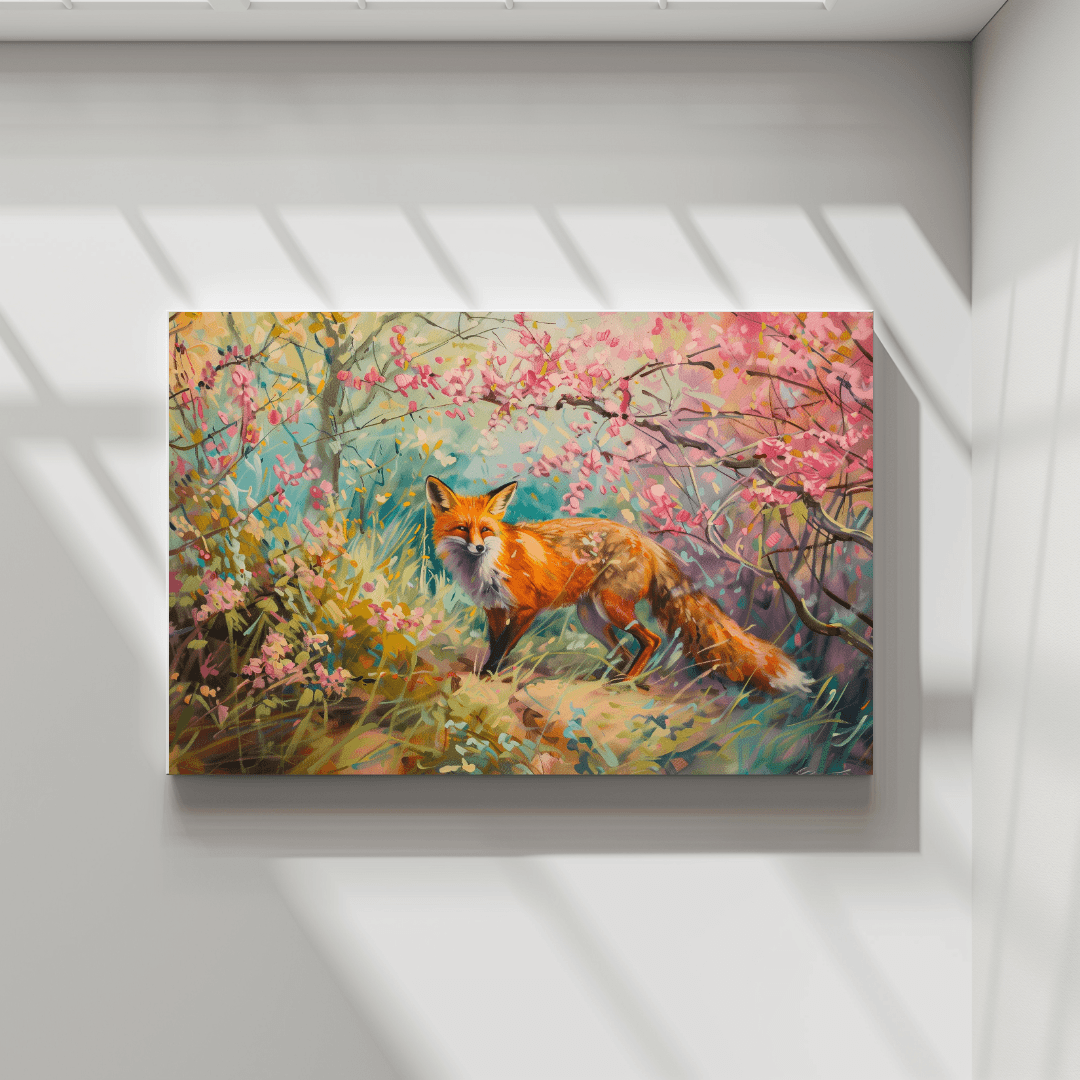 Fox Fox in Spring Blossom – Painting Canvas