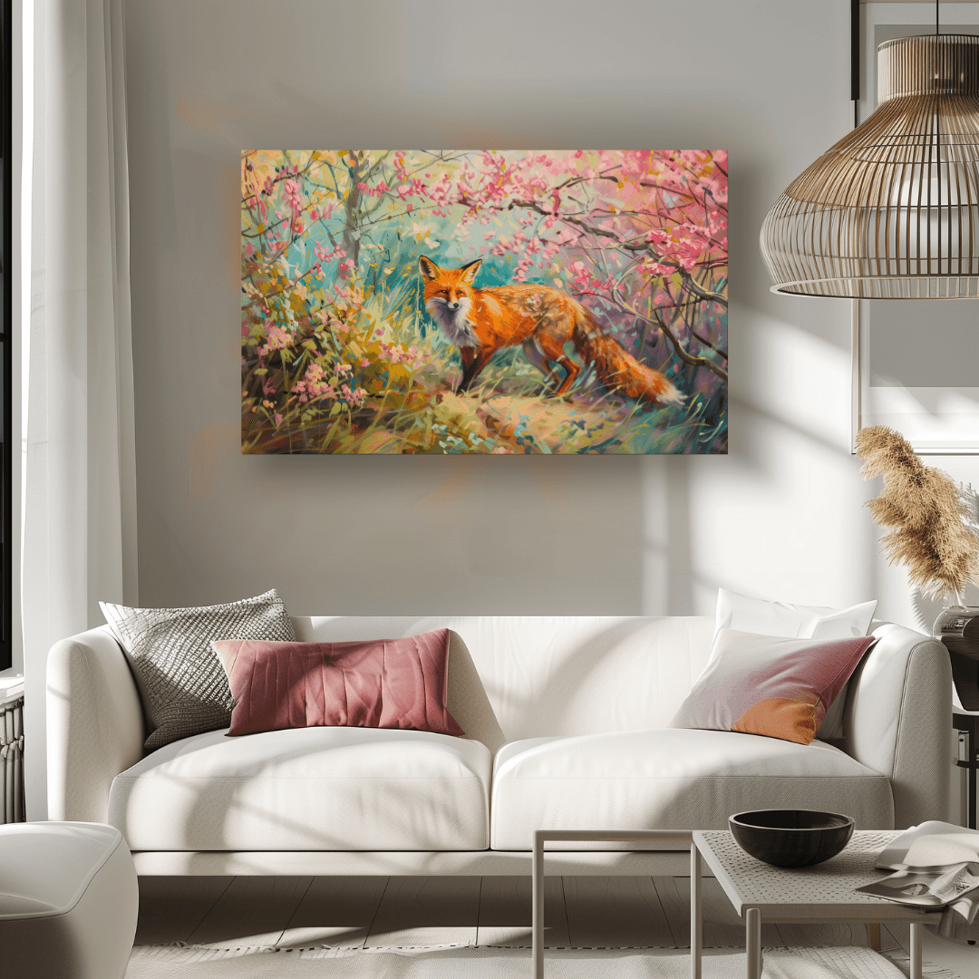 Fox Fox in Spring Blossom – Painting Canvas