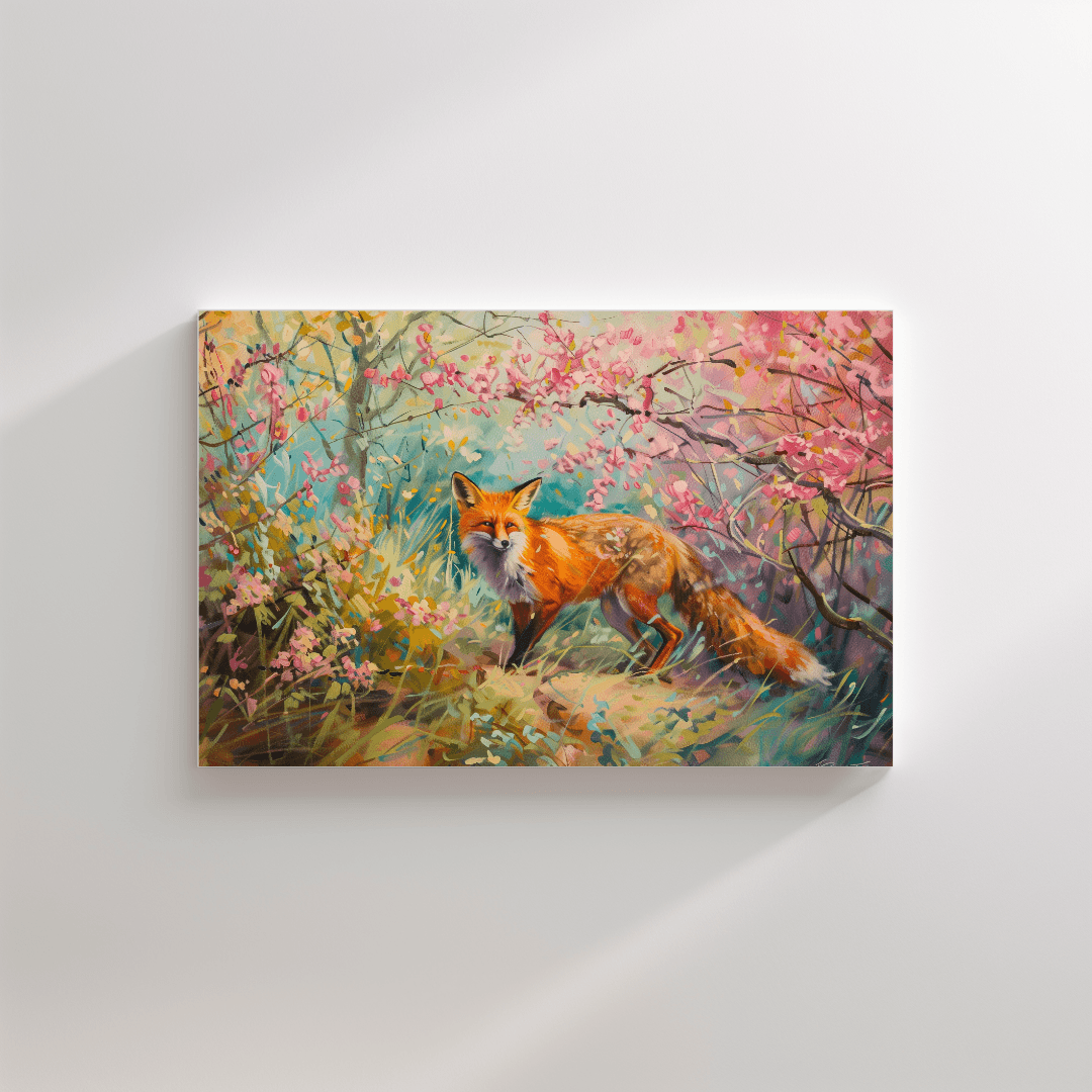 Fox Fox in Spring Blossom – Painting Canvas