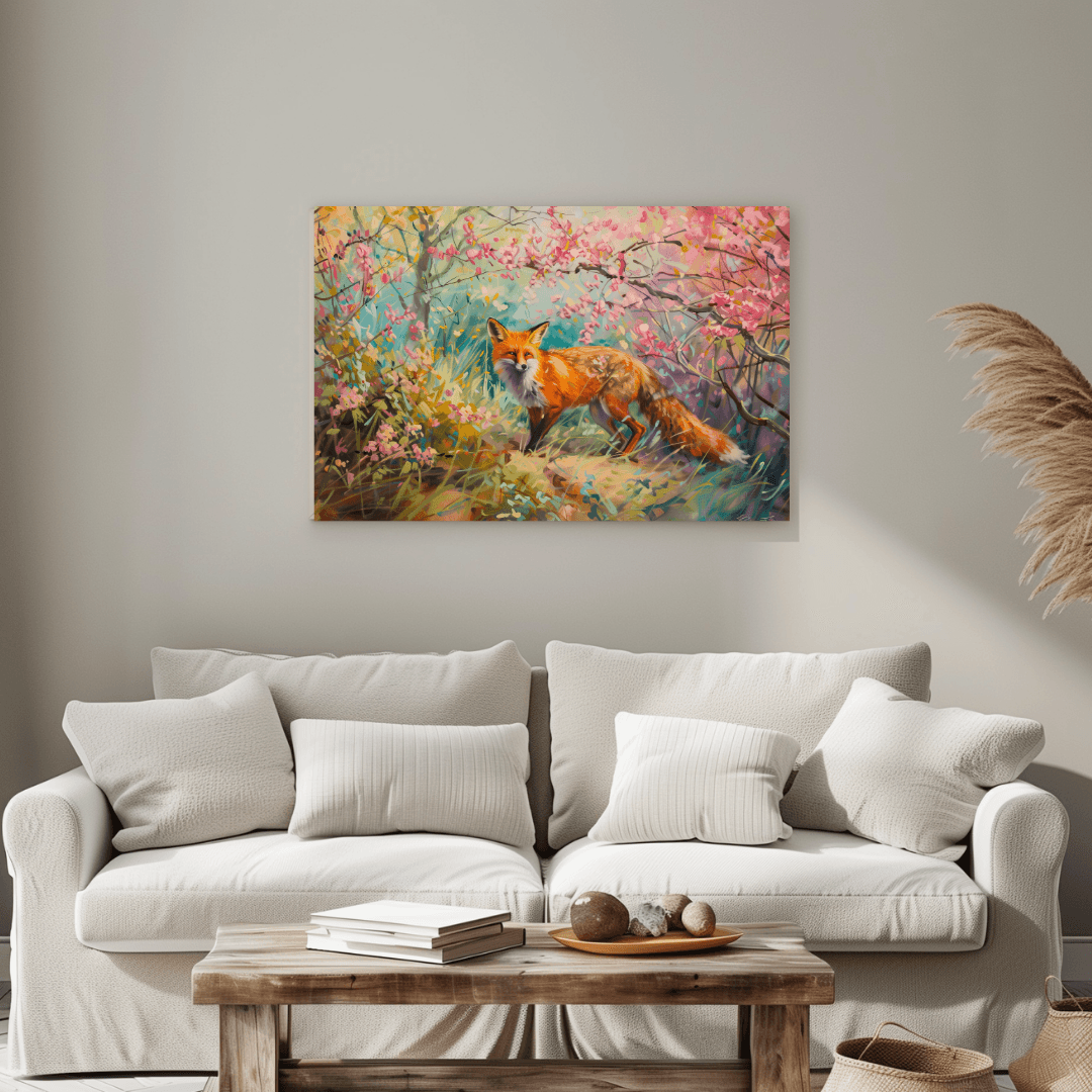 Fox Fox in Spring Blossom – Painting Canvas