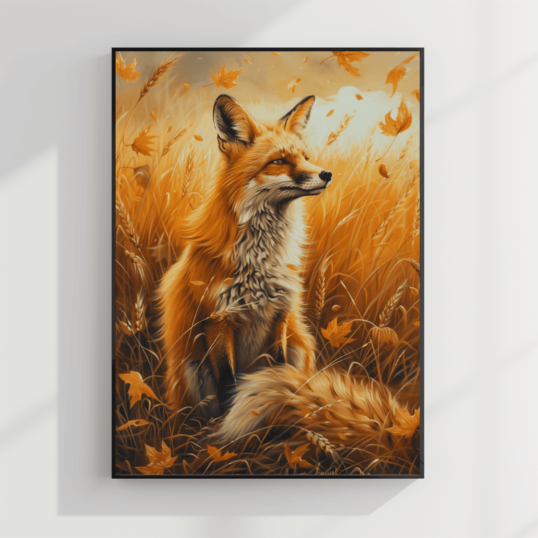 undefined Autumn Fox – In Golden Field Canvas