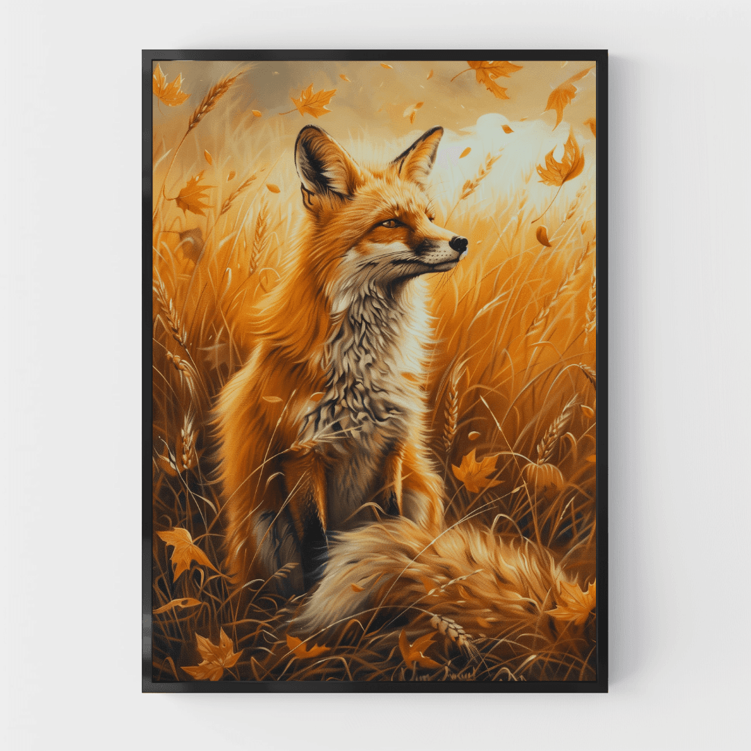 Fox Autumn Fox – In Golden Field Canvas