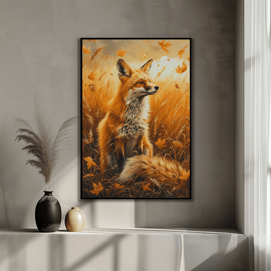 Fox Autumn Fox – In Golden Field Canvas
