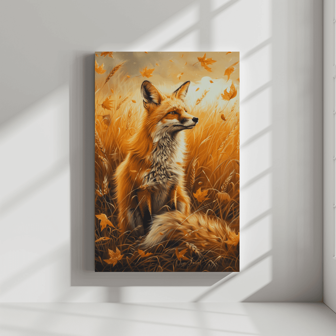 Fox Autumn Fox – In Golden Field Canvas
