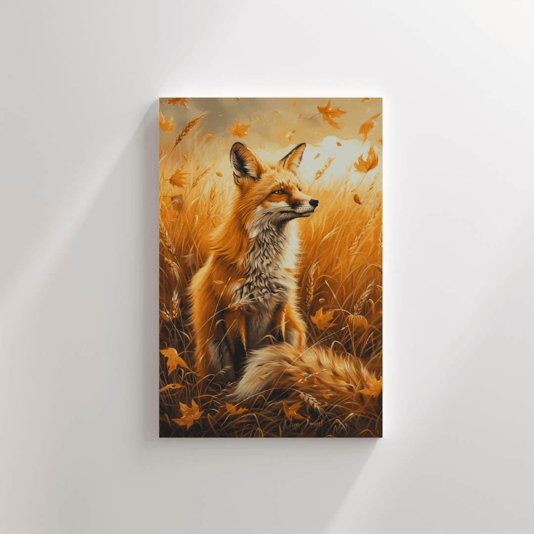 Fox Autumn Fox – In Golden Field Canvas