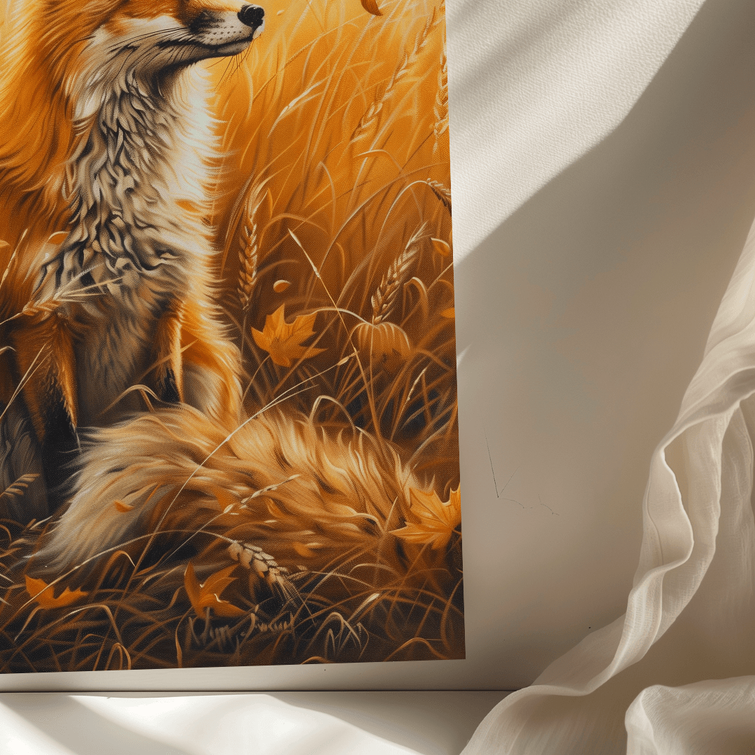 Fox Autumn Fox – In Golden Field Canvas