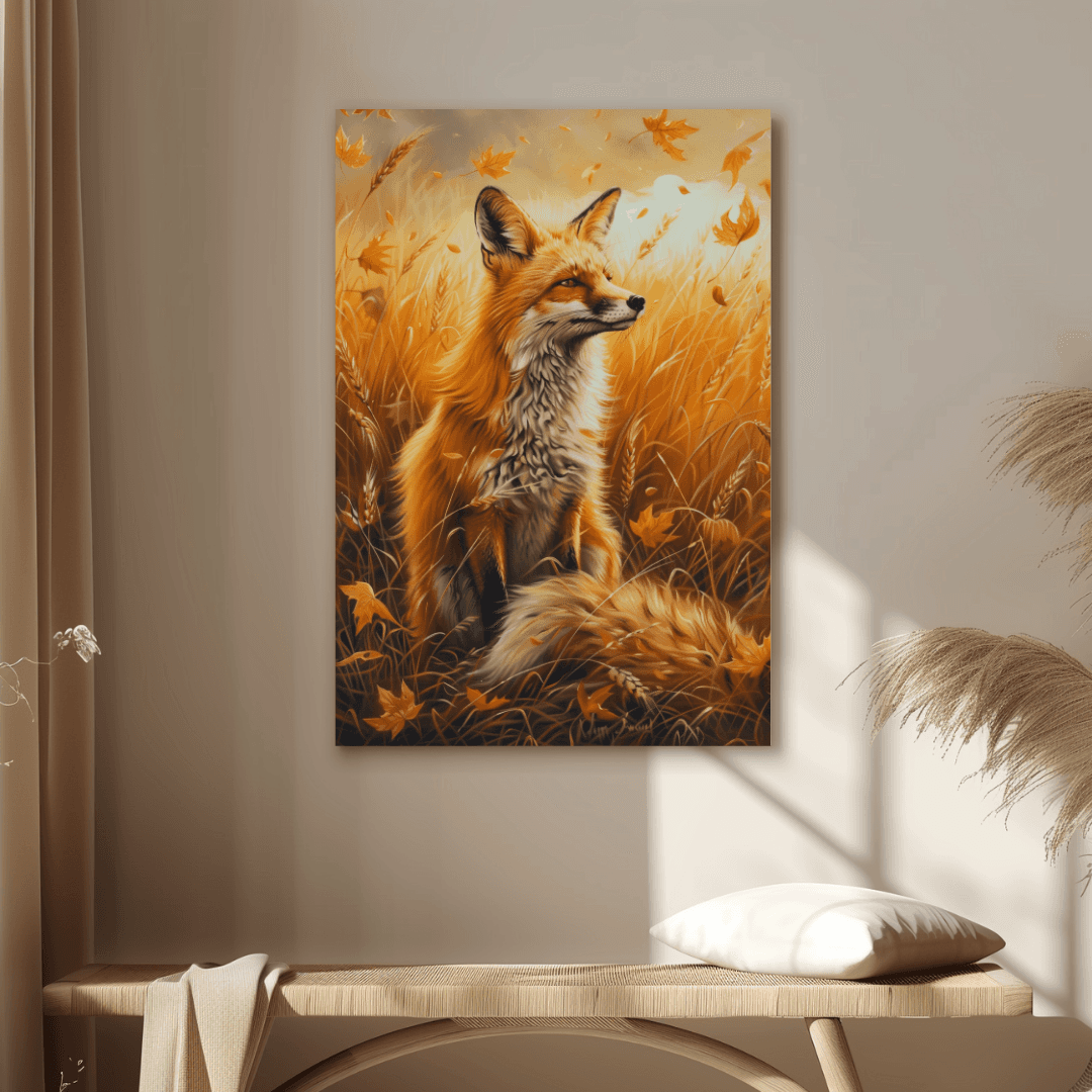 Fox Autumn Fox – In Golden Field Canvas