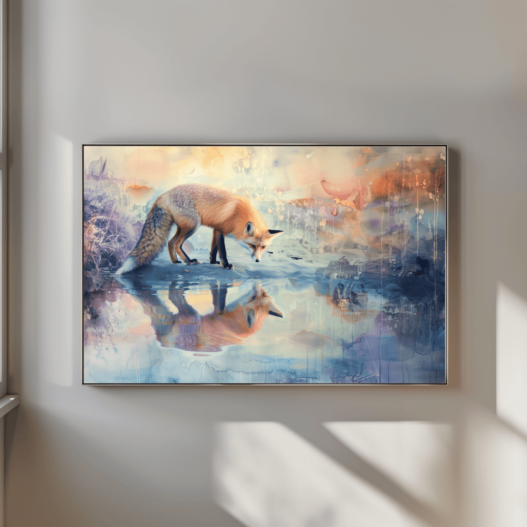 undefined Fox Reflection – Watercolor Dream Canvas